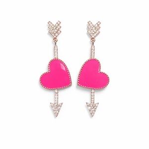 🌷 Pink Heart Arrow Earrings 💕